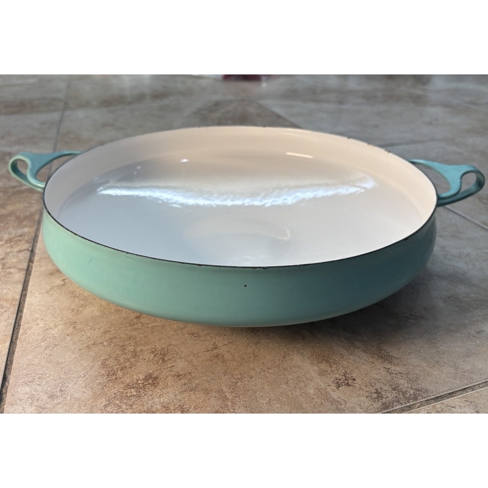 17" Turquoise Dansk Paella Pan w/Four Ducks Logo 1950 Kobenstyle Jens Quistgaard
